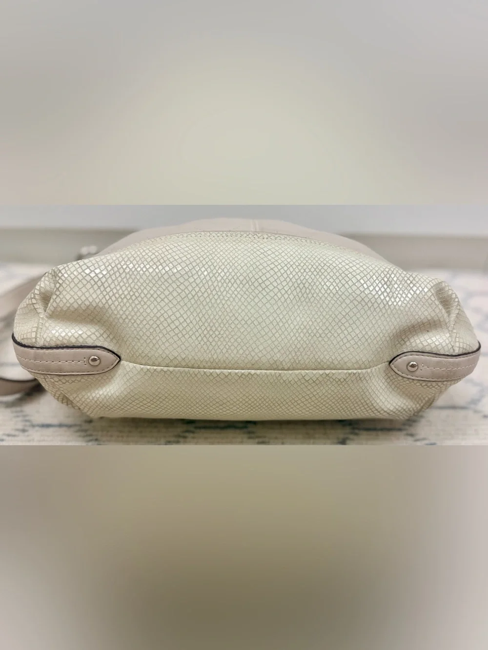 COACH Vintage Y2K Ivory Park Perforated & Snakeskin Embossed Leather Hobo Bag